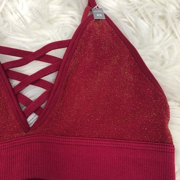 VS Pink Red Shiny Seamless Strappy Bralette - Picture 3 of 5